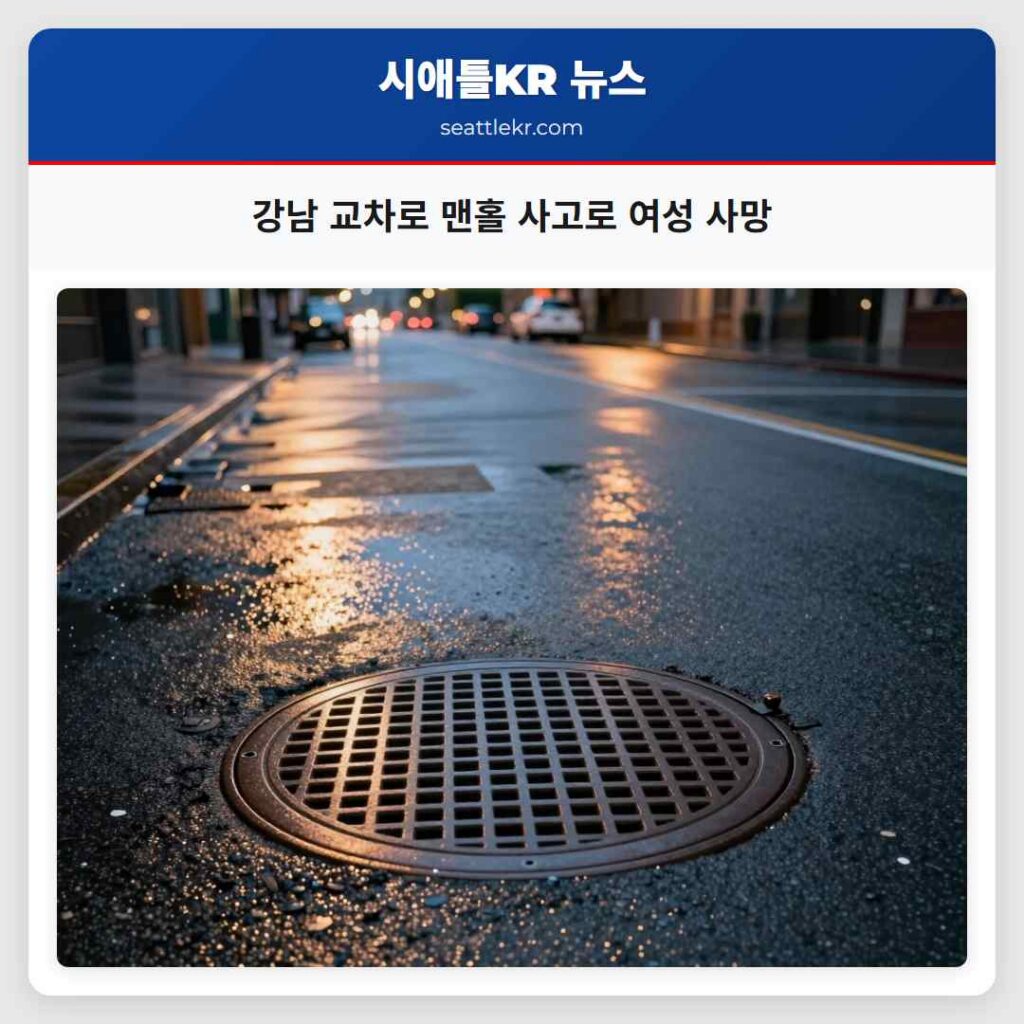 강남 교차로 맨홀 사고로 여성 사망