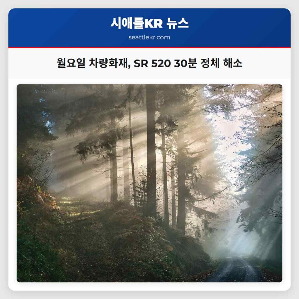 월요일 차량화재, SR 520 30분 정체 해소