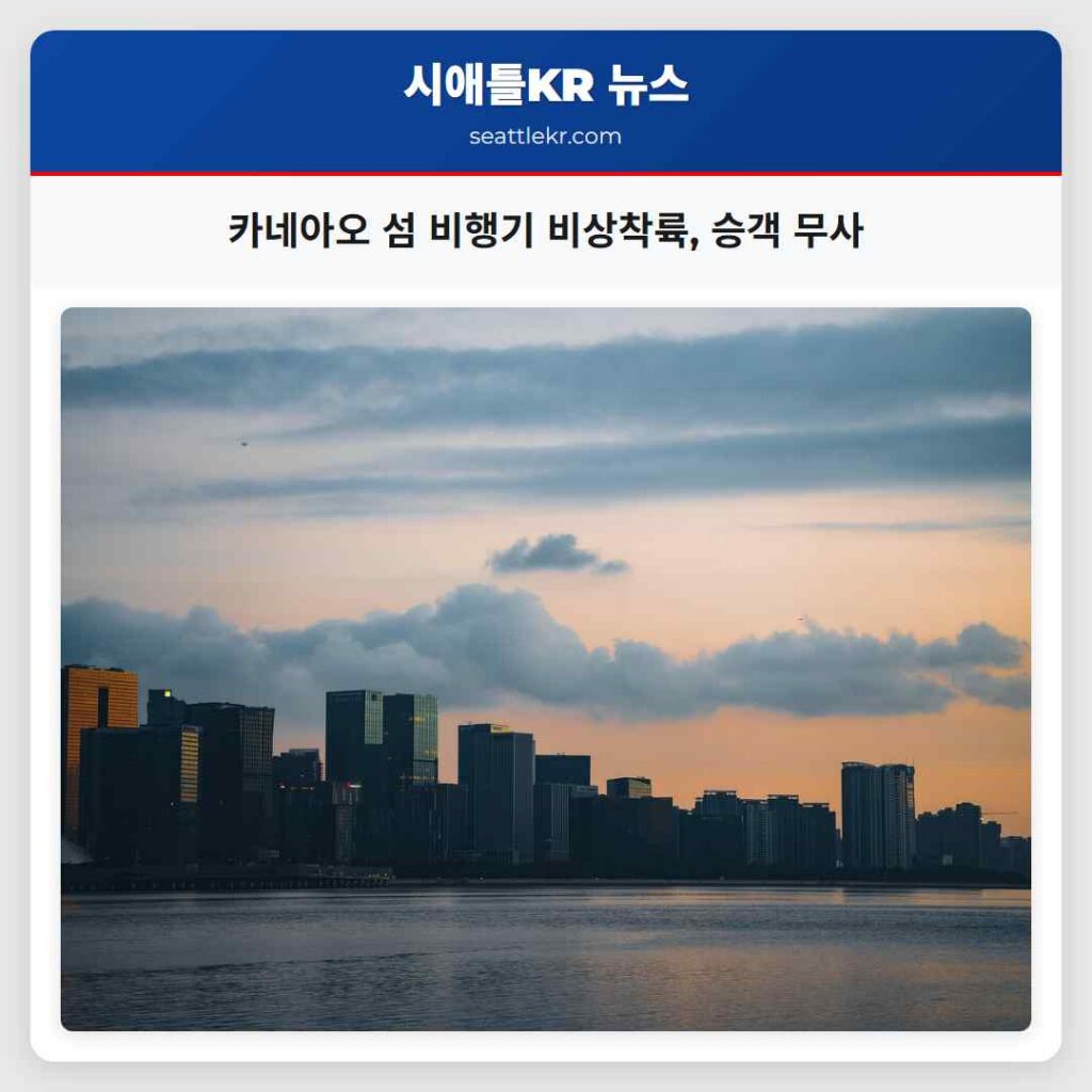카네아오 섬 비행기 비상착륙, 승객 무사
