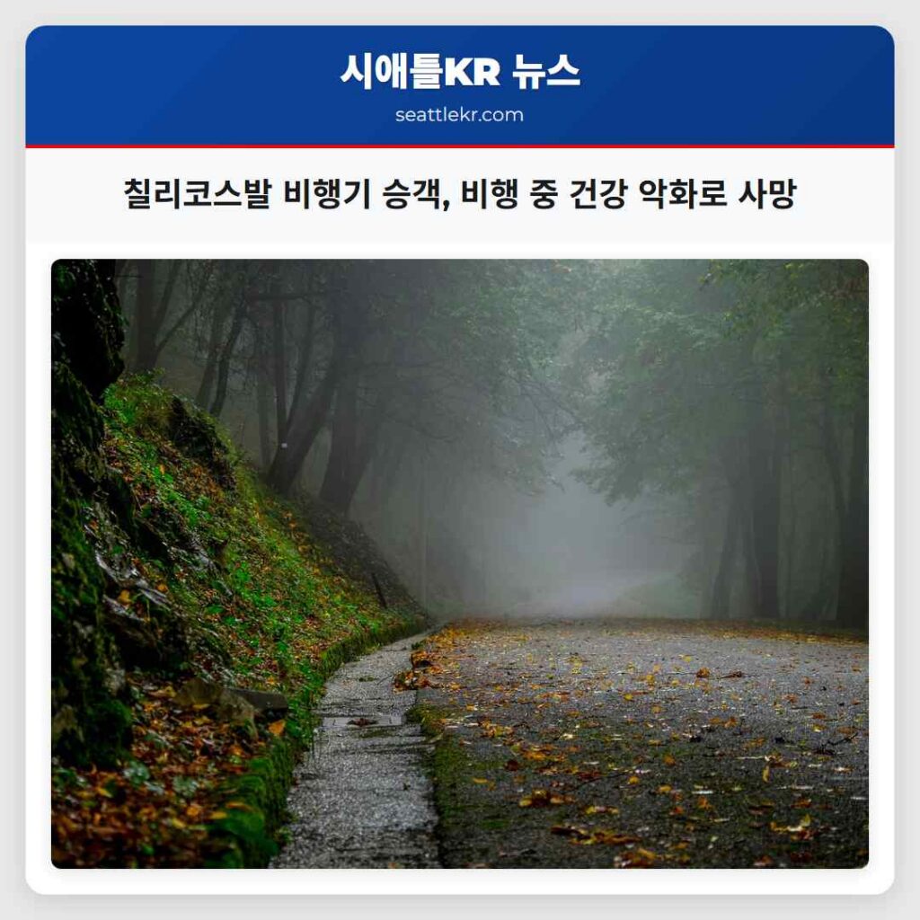 칠리코스발 비행기 승객, 비행 중 건강 악화로 사망