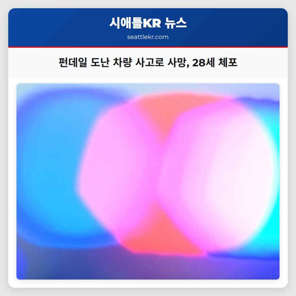 펀데일 도난 차량 사고로 사망, 28세 체포