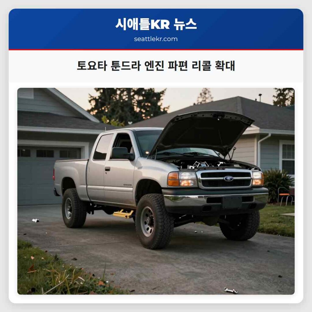 토요타 툰드라 엔진 파편 리콜 확대