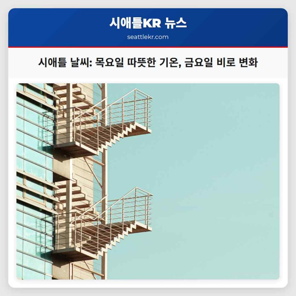 시애틀 날씨: 목요일 따뜻한 기온, 금요일 비로 변화