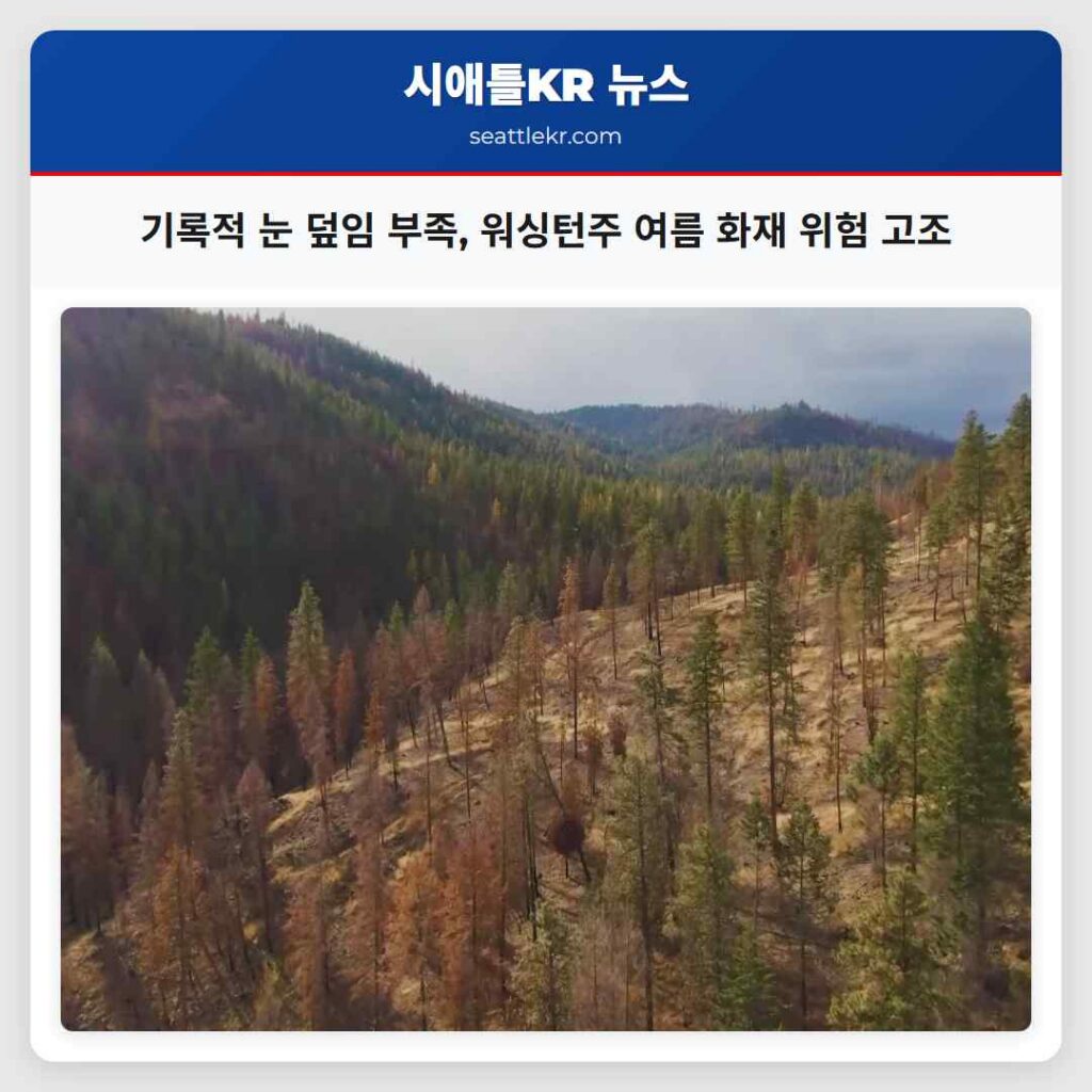기록적 눈 덮임 부족, 워싱턴주 여름 화재 위험 고조