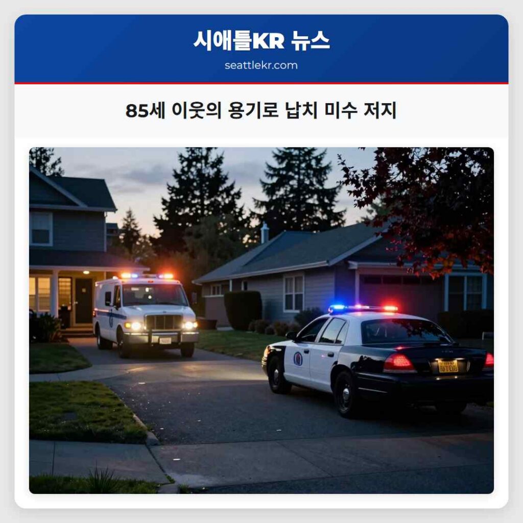 85세 이웃의 용기로 납치 미수 저지