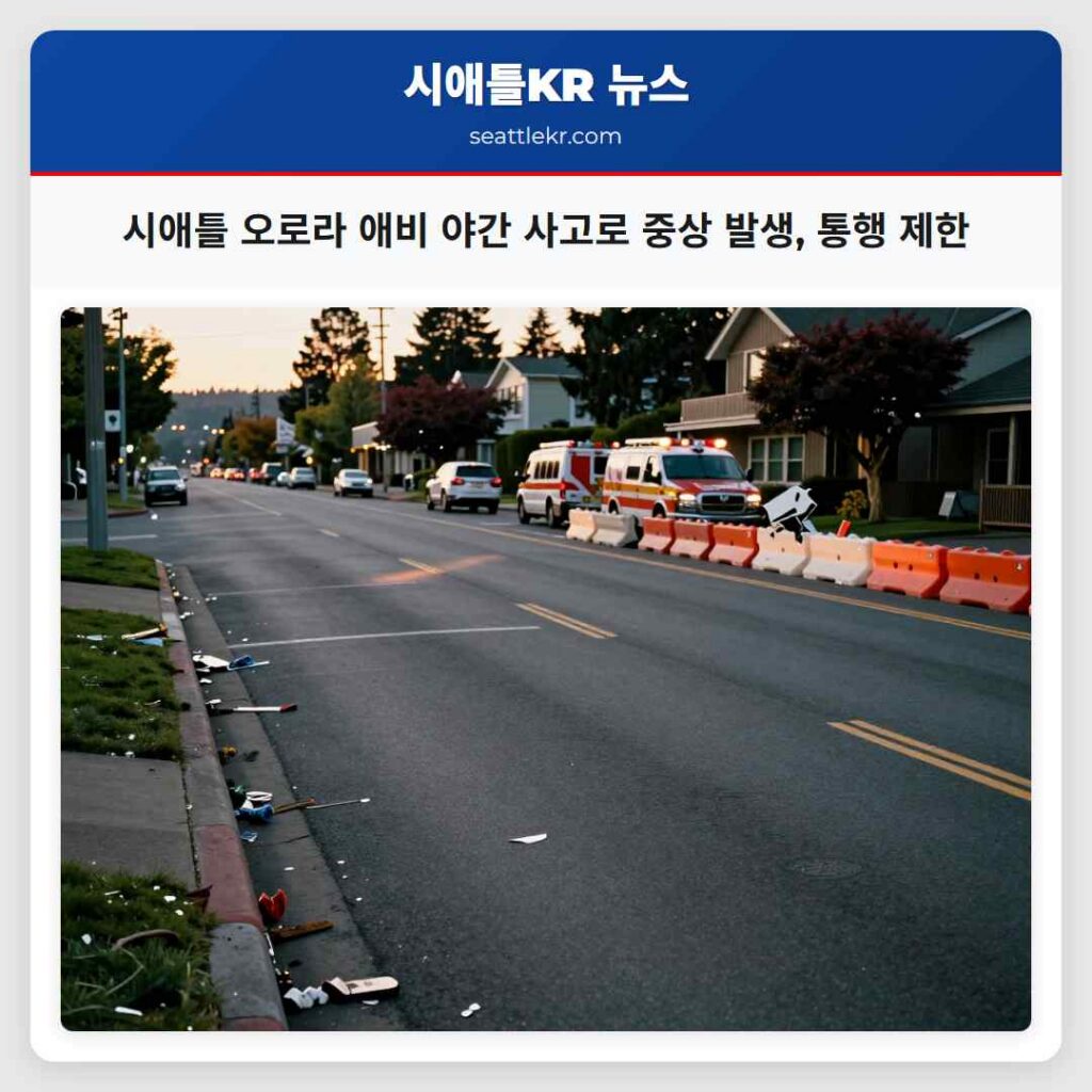 시애틀 오로라 애비 야간 사고로 중상 발생, 통행 제한