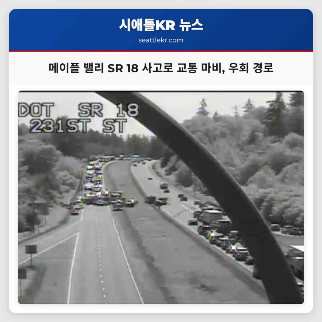 메이플 밸리 SR 18 사고로 교통 마비, 우회 경로
