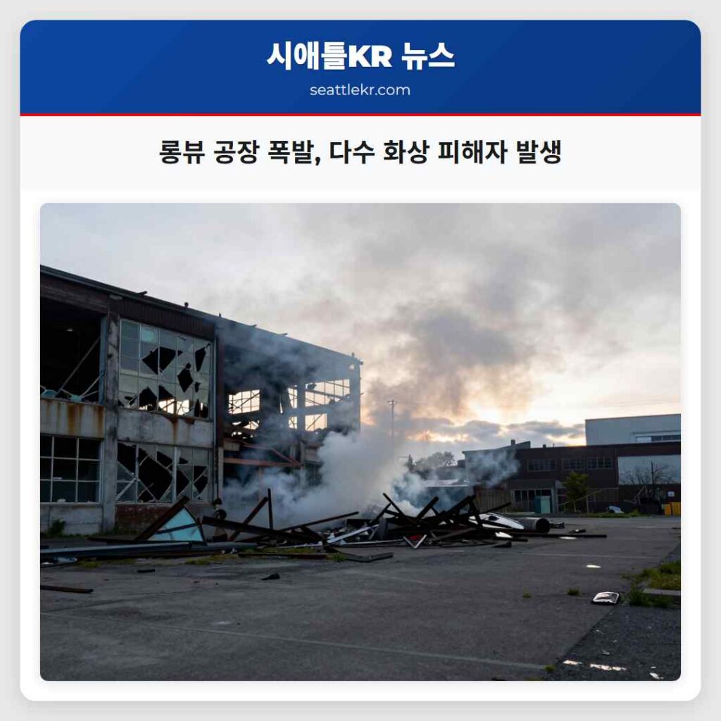 롱뷰 공장 폭발, 다수 화상 피해자 발생