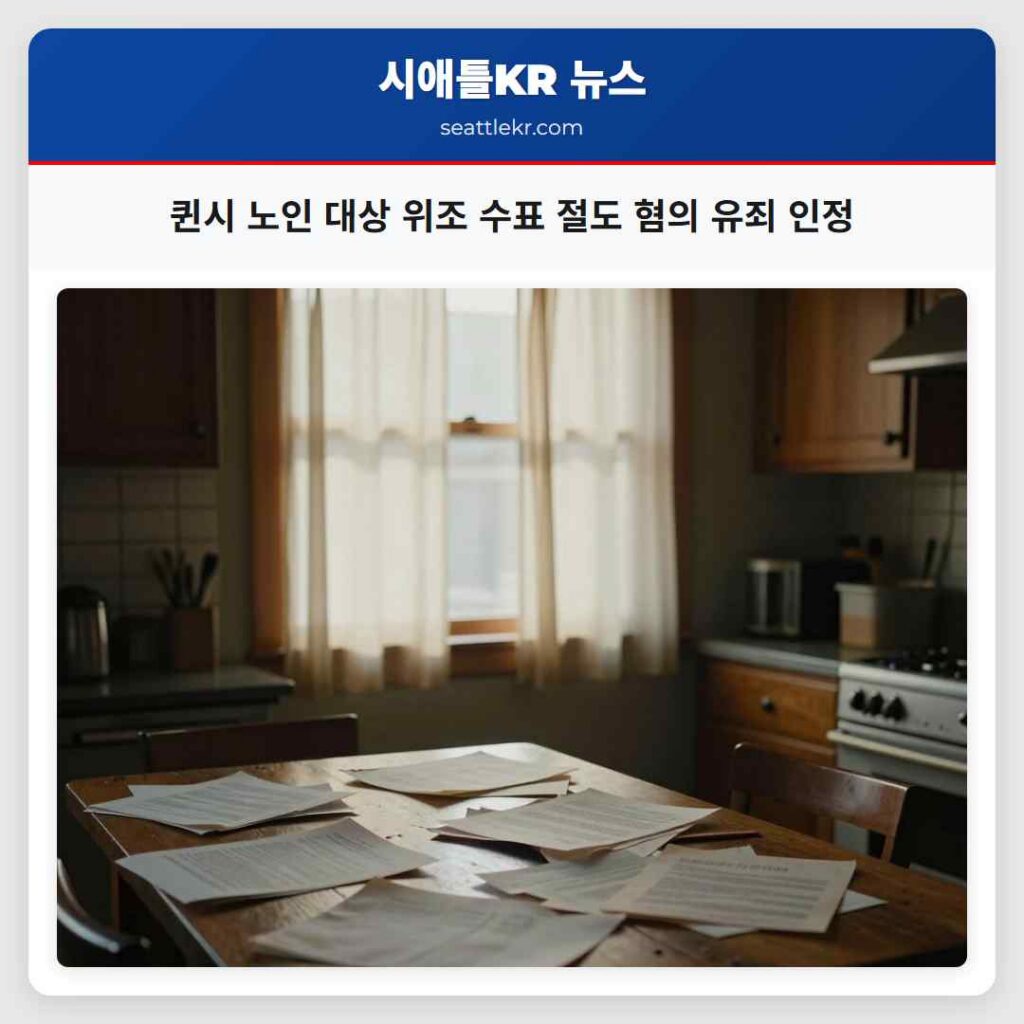 퀸시 노인 대상 위조 수표 절도 혐의 유죄 인정