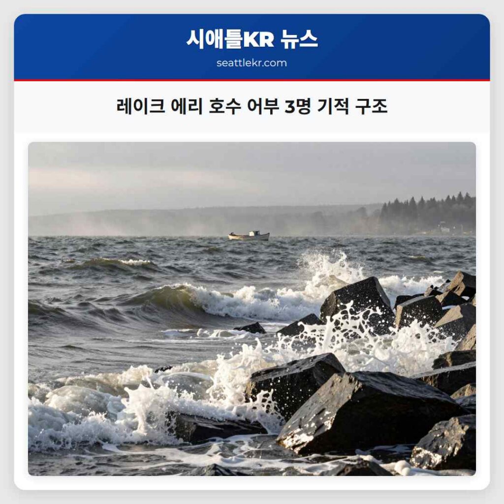 레이크 에리 호수 어부 3명 기적 구조