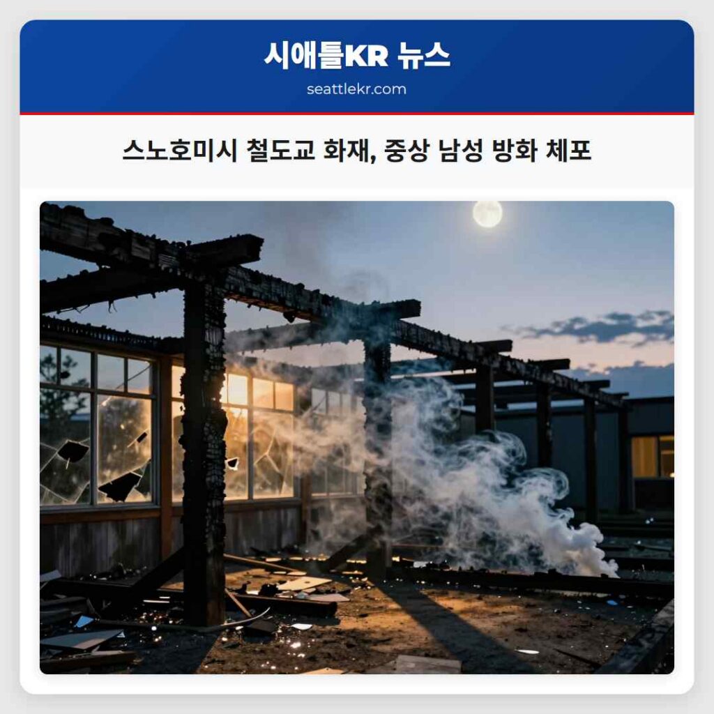 스노호미시 철도교 화재, 중상 남성 방화 체포