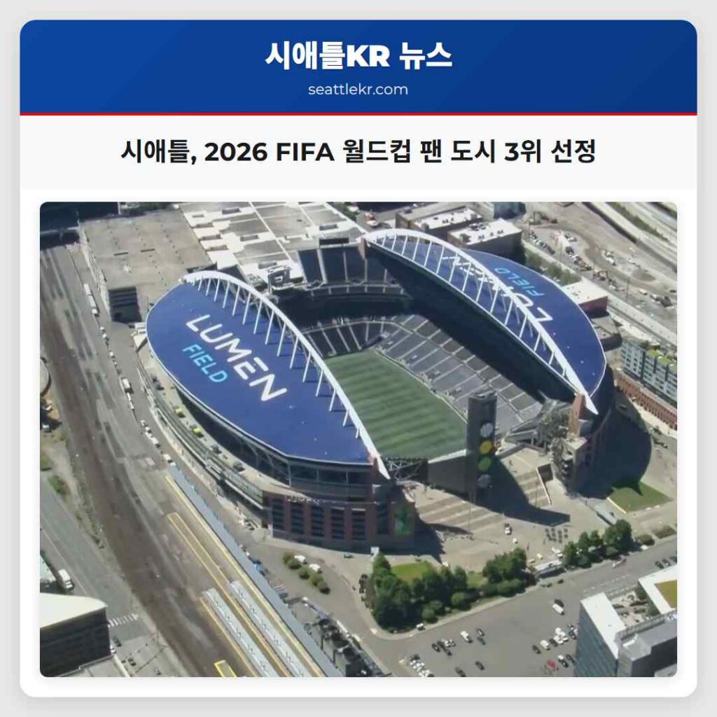 시애틀, 2026 FIFA 월드컵 팬 도시 3위 선정