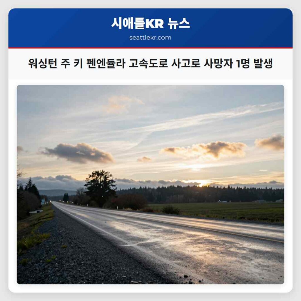 워싱턴 주 키 펜엔듈라 고속도로 사고로 사망자 1명 발생
