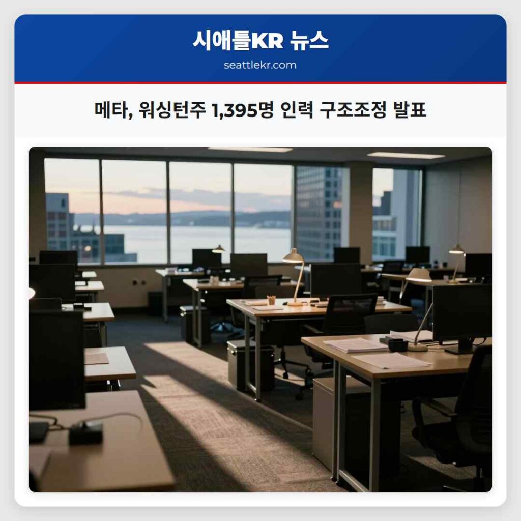 메타, 워싱턴주 1,395명 인력 구조조정 발표