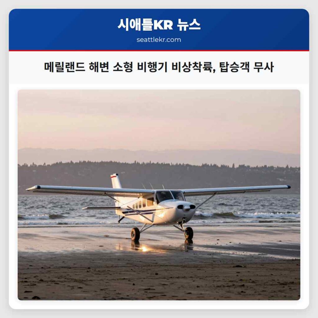 메릴랜드 해변 소형 비행기 비상착륙, 탑승객 무사
