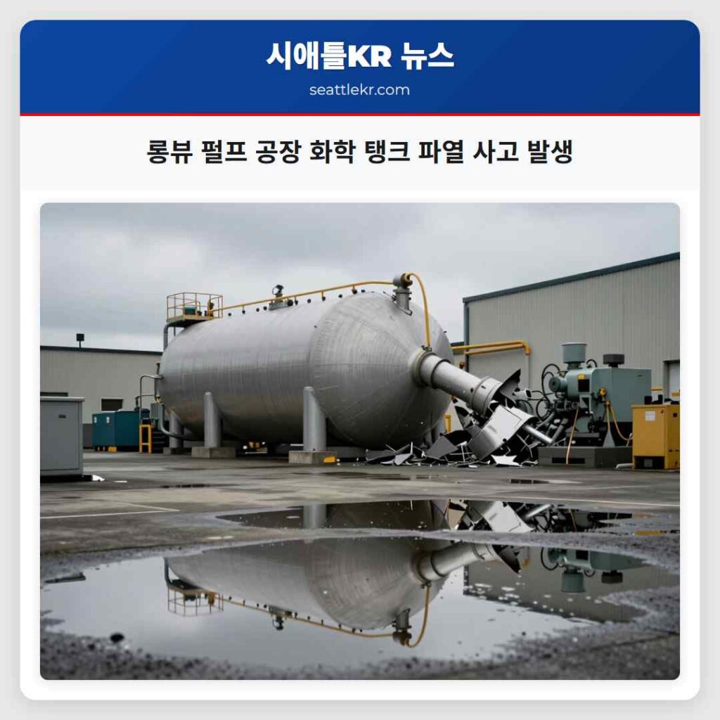 롱뷰 펄프 공장 화학 탱크 파열 사고 발생
