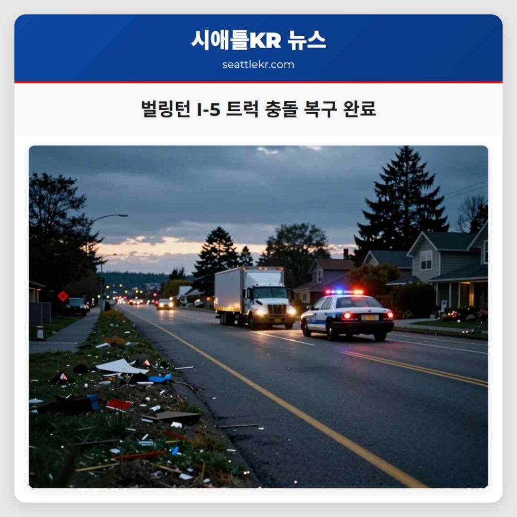 벌링턴 I-5 트럭 충돌 복구 완료