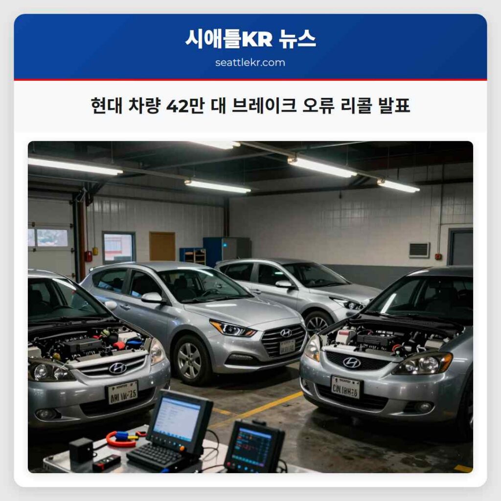 현대 차량 42만 대 브레이크 오류 리콜 발표