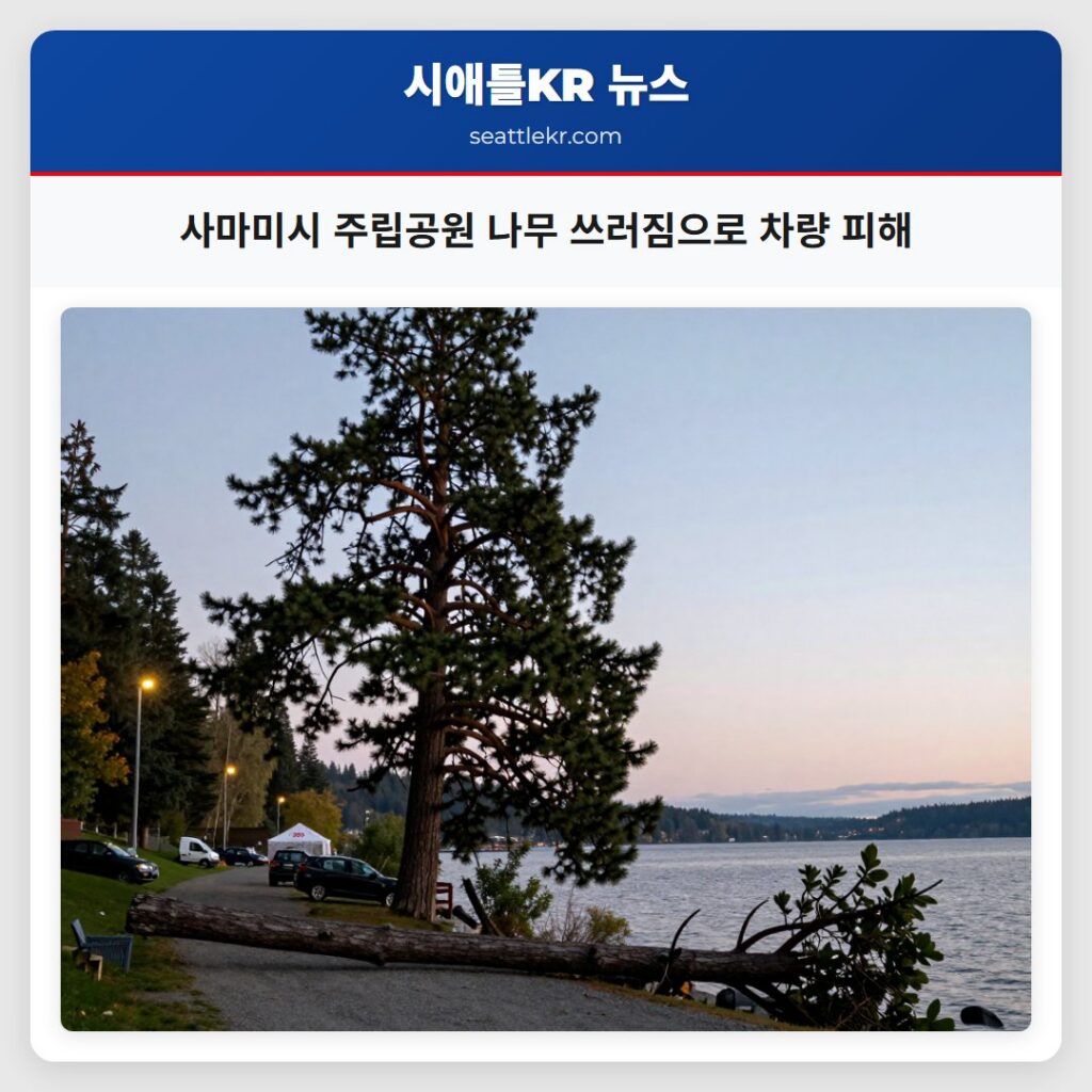 사마미시 주립공원 나무 쓰러짐으로 차량 피해