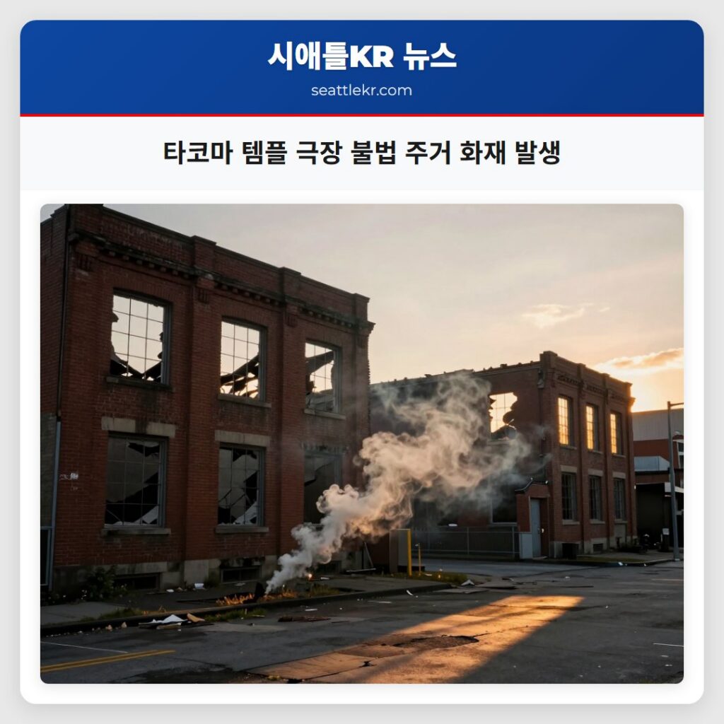 타코마 템플 극장 불법 주거 화재 발생