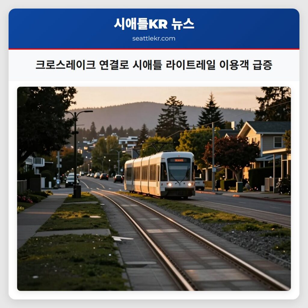 크로스레이크 연결로 시애틀 라이트레일 이용객 급증
