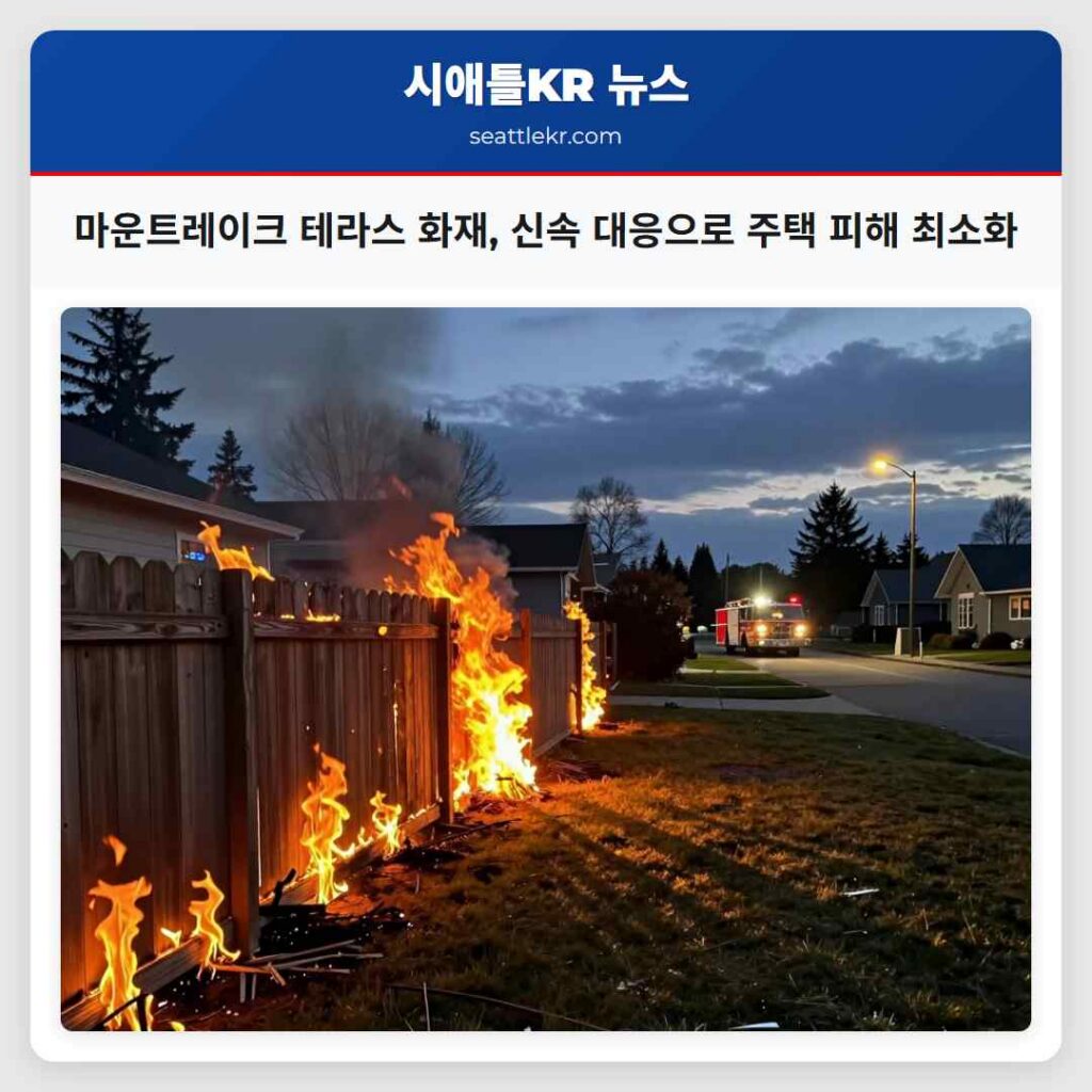 마운트레이크 테라스 화재, 신속 대응으로 주택 피해 최소화