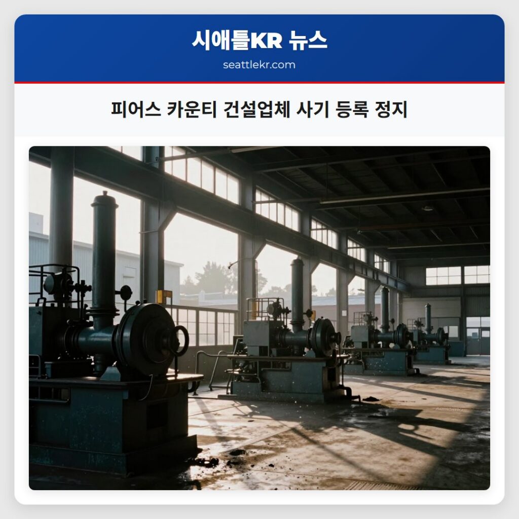 피어스 카운티 건설업체 사기 등록 정지