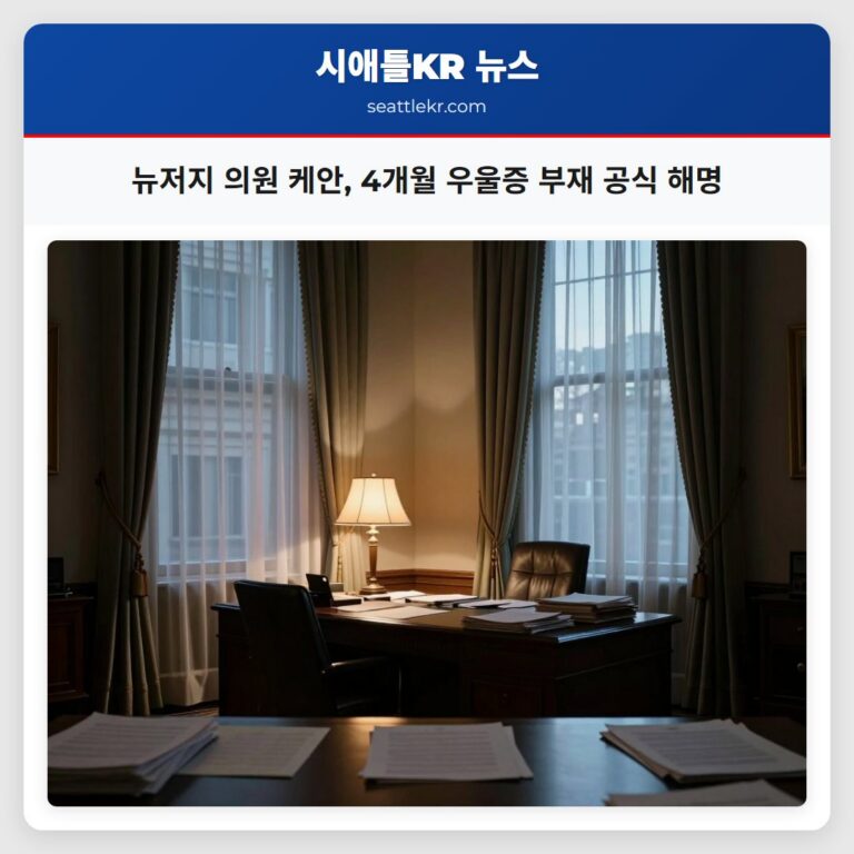 뉴저지 의원 케안 4개월 우울증 부재 공식 해명
