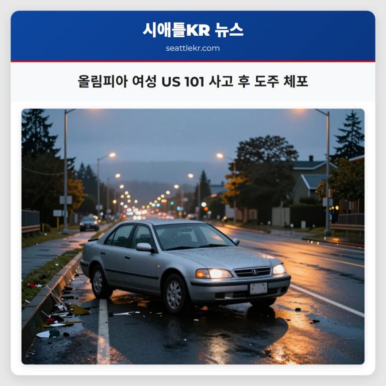 올림피아 여성 US 101 사고 후 도주 체포
