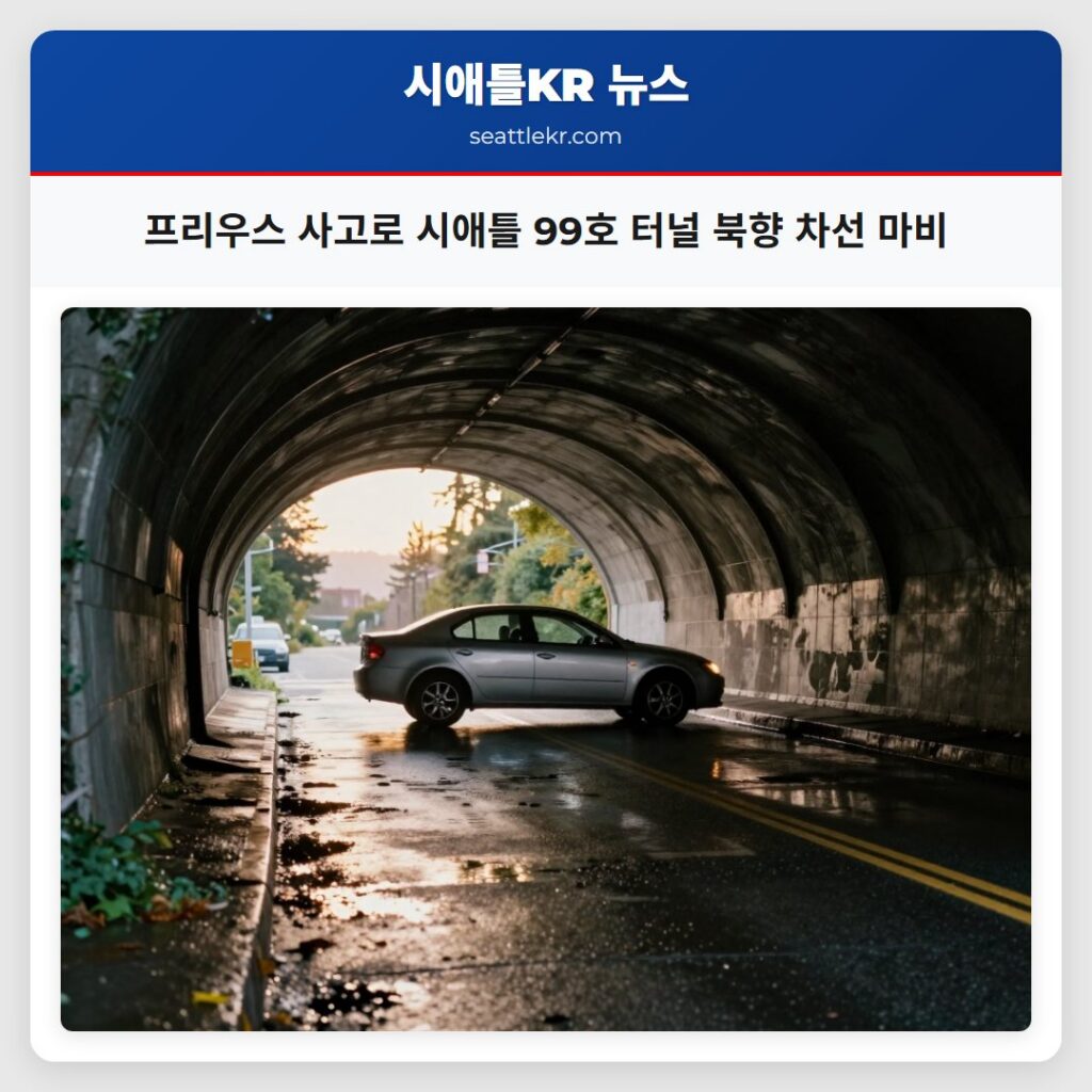 프리우스 사고로 시애틀 99호 터널 북향 차선 마비