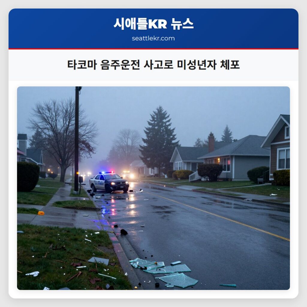 타코마 음주운전 사고로 미성년자 체포