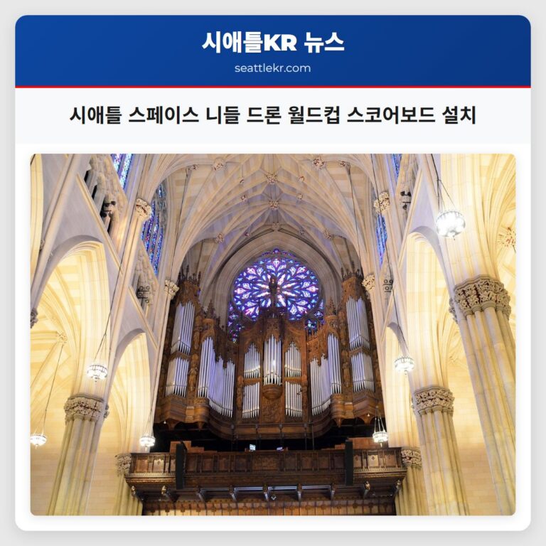 시애틀 스페이스 니들 드론 월드컵 스코어보드 설치