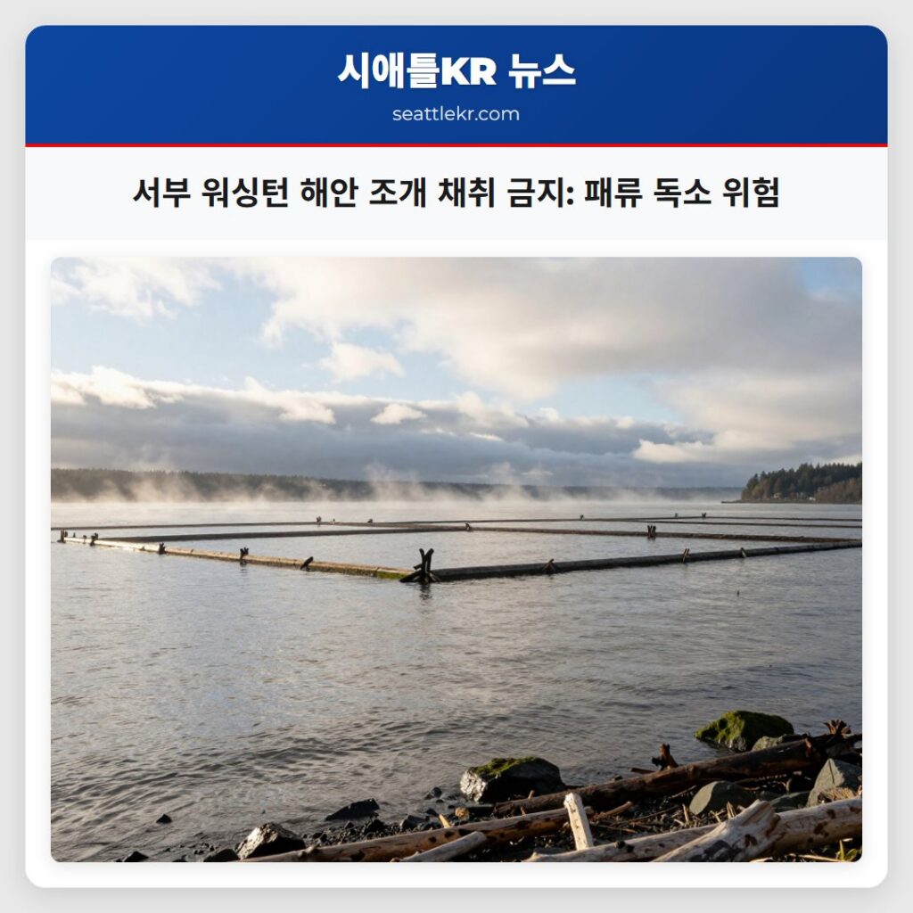 서부 워싱턴 해안 조개 채취 금지: 패류 독소 위험