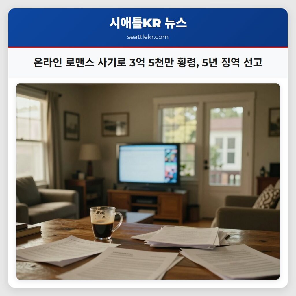 온라인 로맨스 사기로 3억 5천만 횡령, 5년 징역 선고