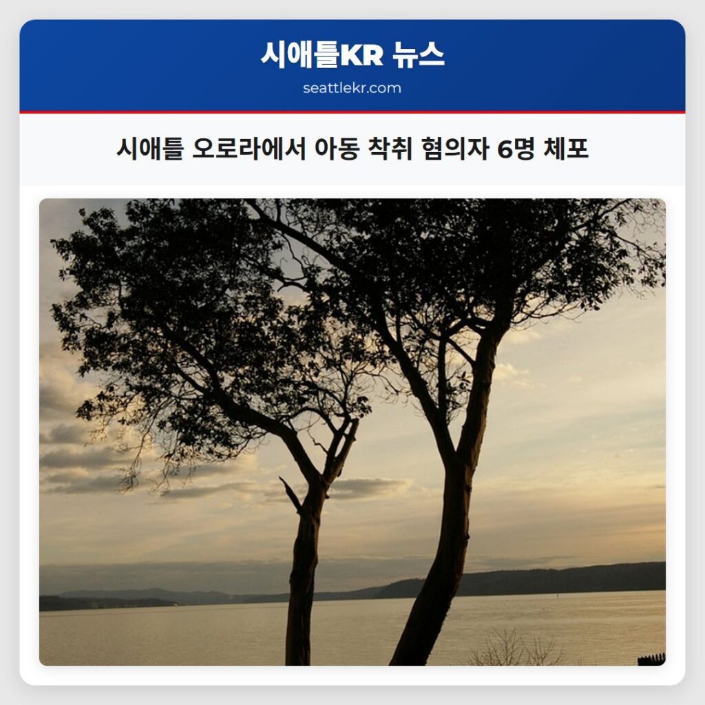 시애틀 오로라에서 아동 착취 혐의자 6명 체포