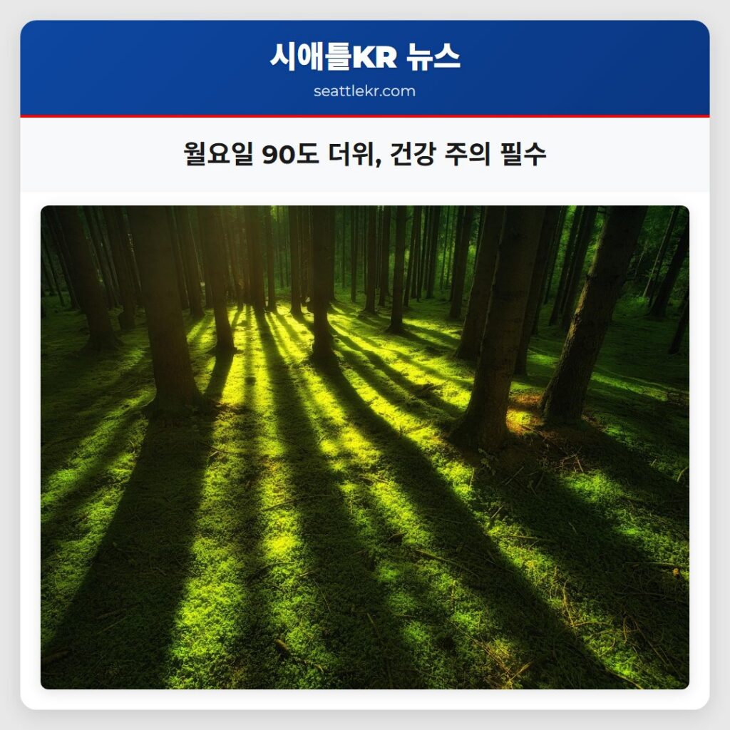 월요일 90도 더위, 건강 주의 필수