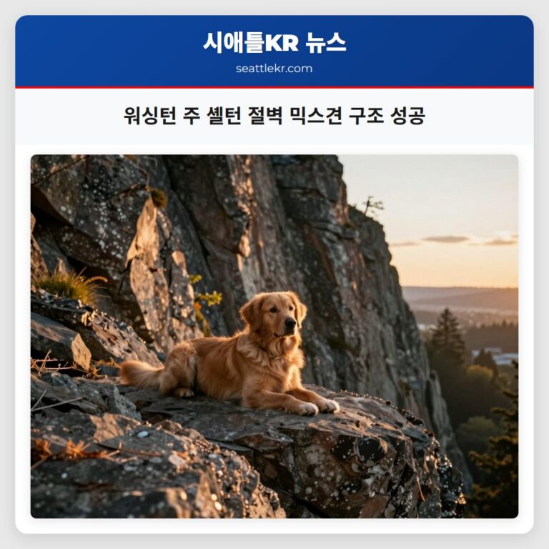 워싱턴 주 셸턴 절벽 믹스견 구조 성공