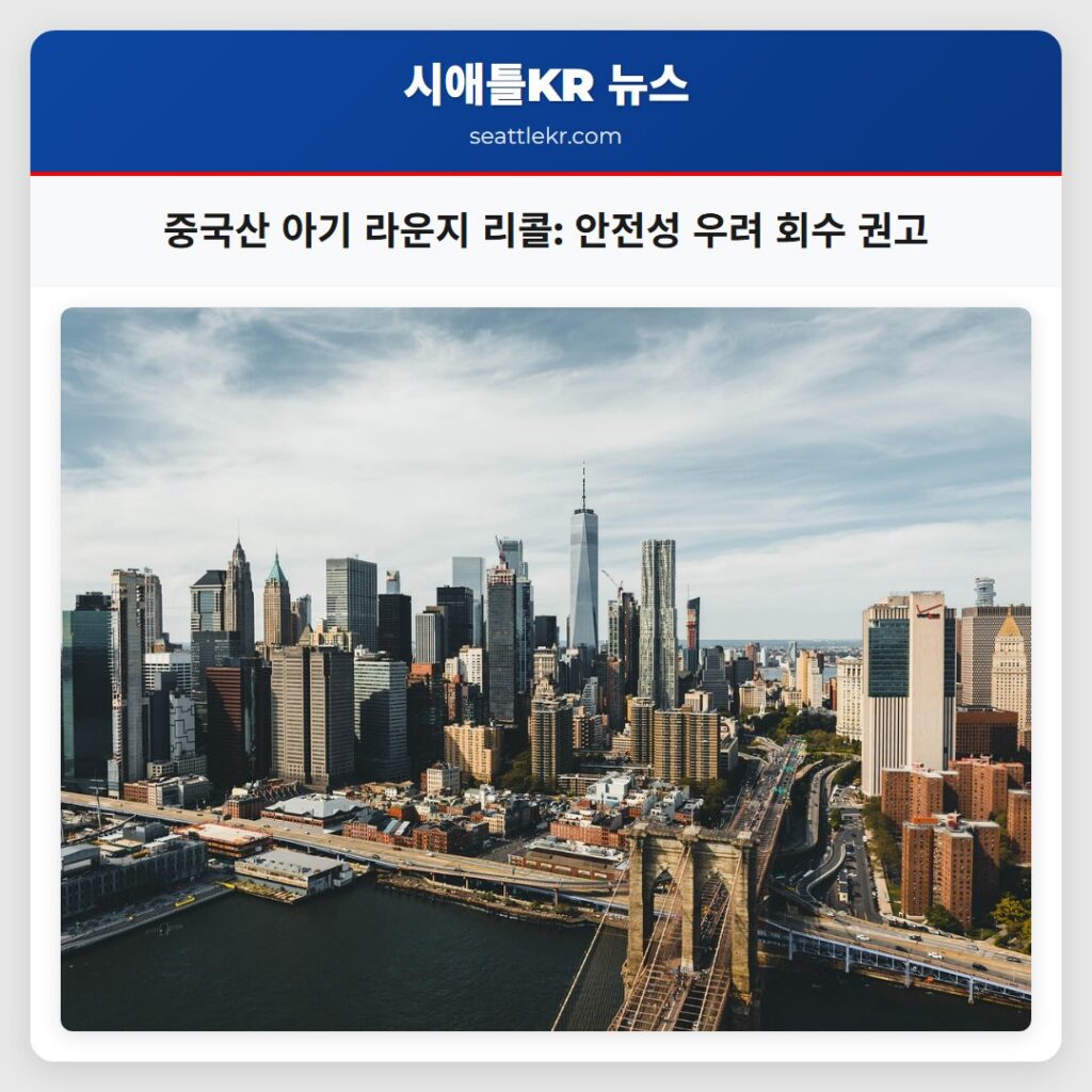 중국산 아기 라운지 리콜: 안전성 우려 회수 권고