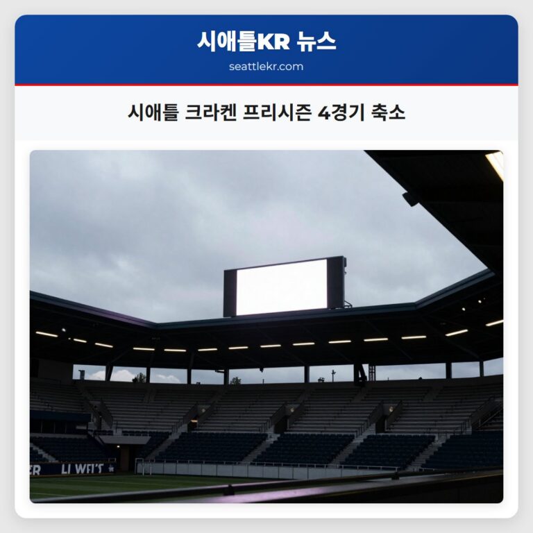 시애틀 크라켄 프리시즌 4경기 축소