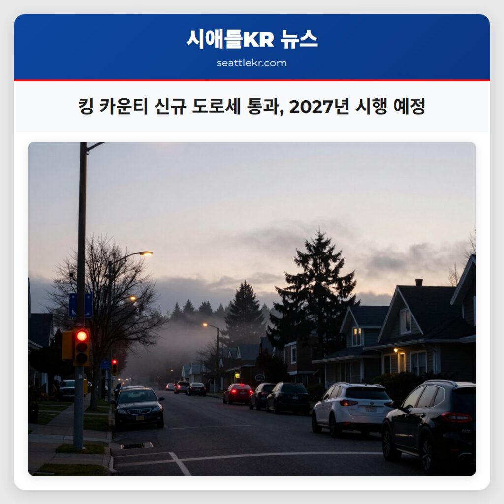 킹 카운티 신규 도로세 통과, 2027년 시행 예정