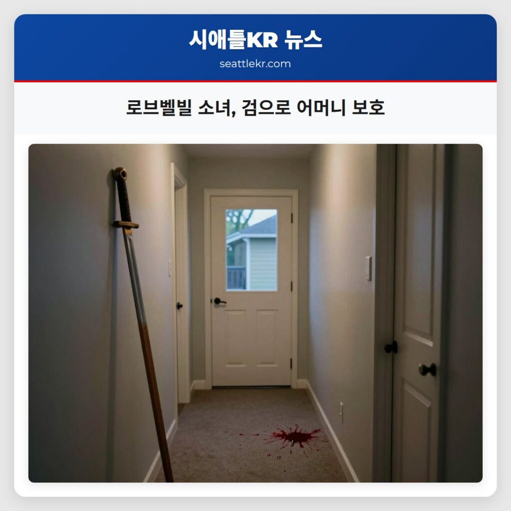 로브벨빌 소녀, 검으로 어머니 보호