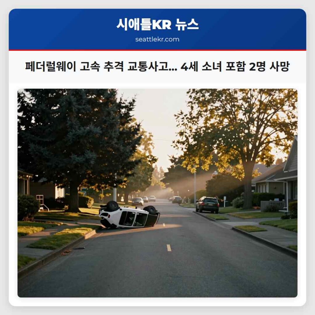 페더럴웨이 고속 추격 교통사고... 4세 소녀 포함 2명 사망