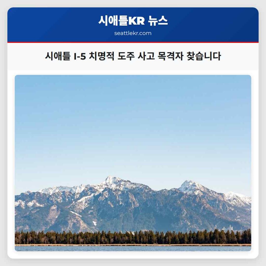 시애틀 I-5 치명적 도주 사고 목격자 찾습니다