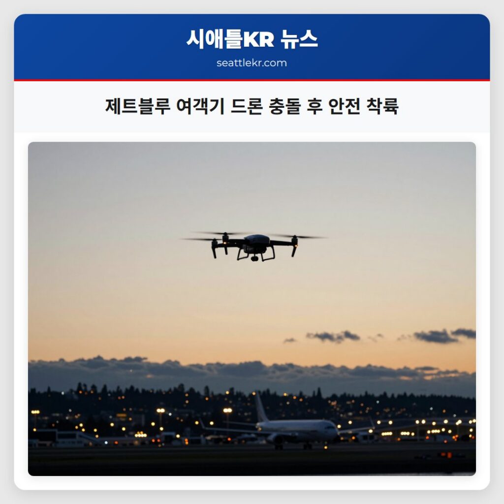제트블루 여객기 드론 충돌 후 안전 착륙