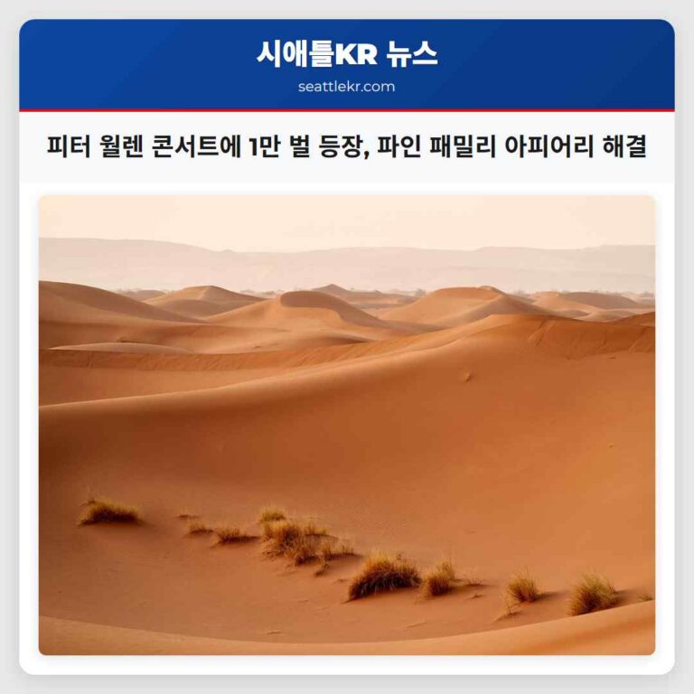 피터 월렌 콘서트에 1만 벌 등장 파인 패밀리 아피어리 해결