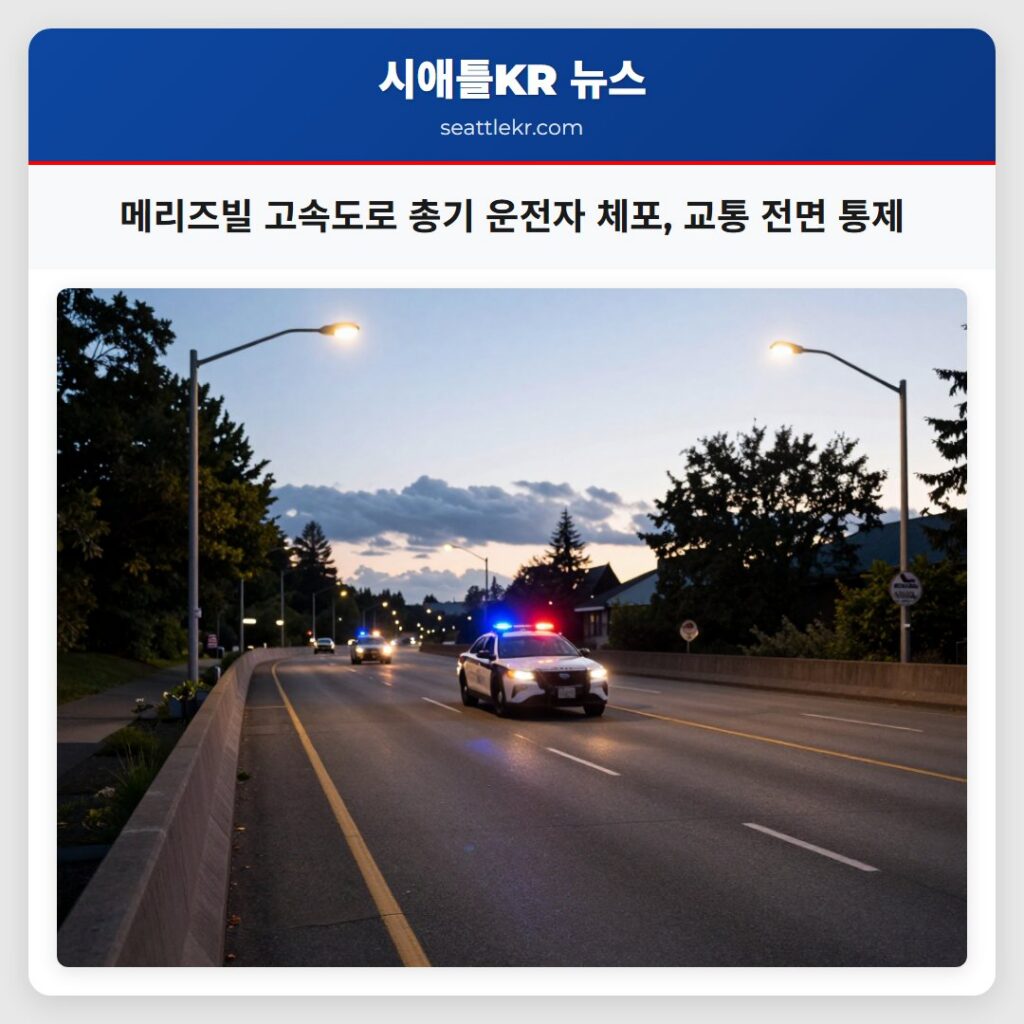 메리즈빌 고속도로 총기 운전자 체포, 교통 전면 통제