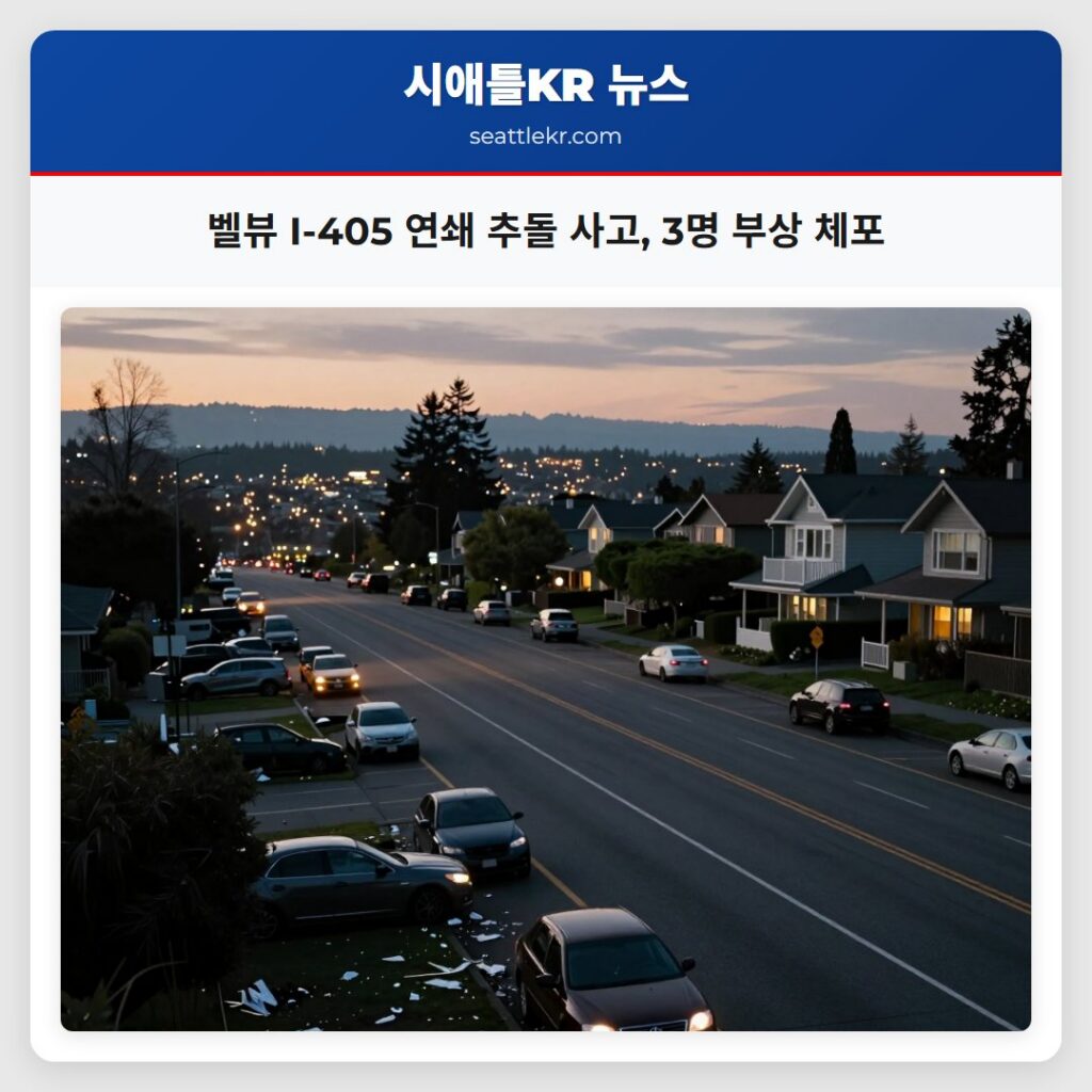 벨뷰 I-405 연쇄 추돌 사고, 3명 부상 체포