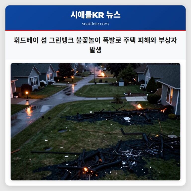 휘드베이 섬 그린뱅크 불꽃놀이 폭발로 주택 피해와 부상자 발생