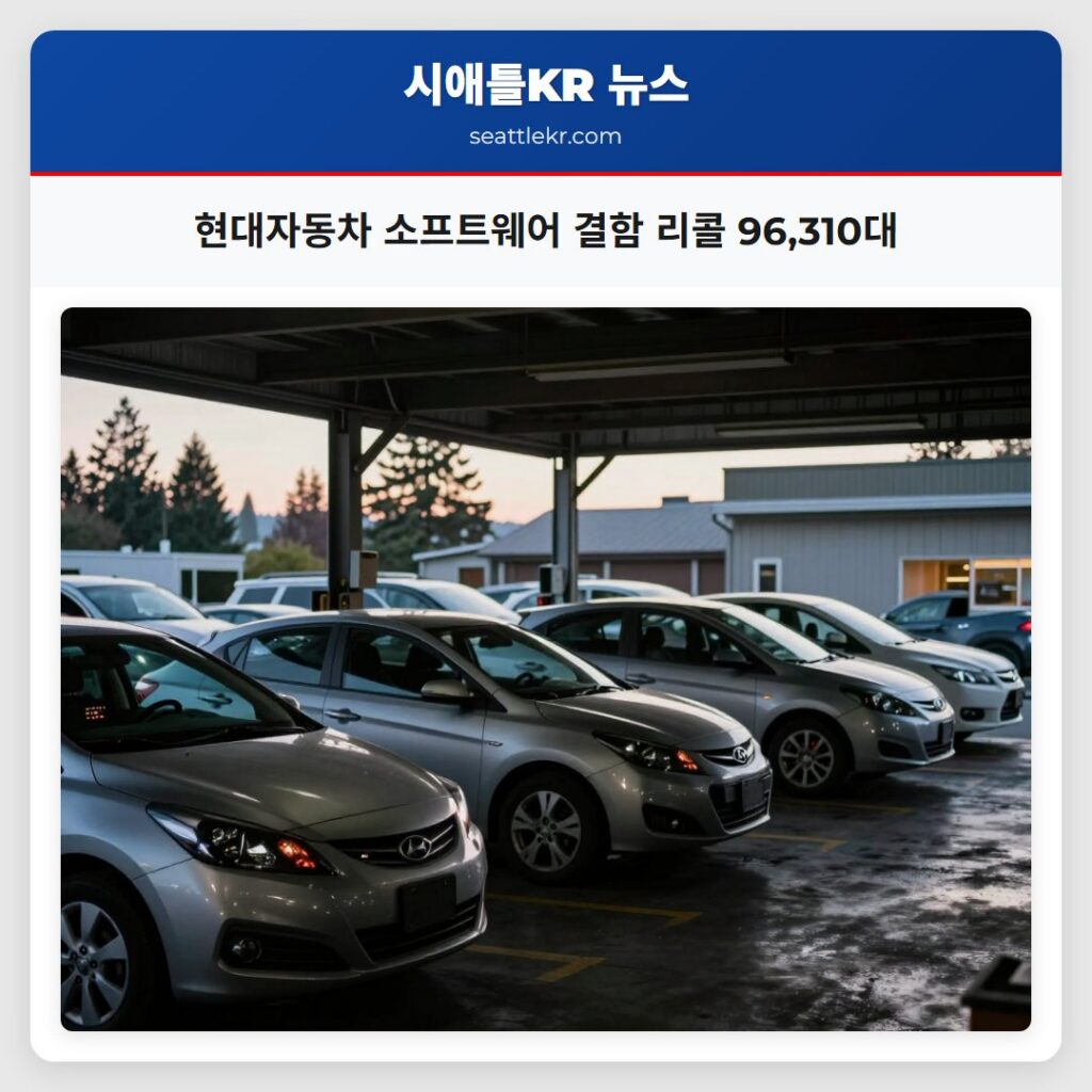 현대자동차 소프트웨어 결함 리콜 96310대