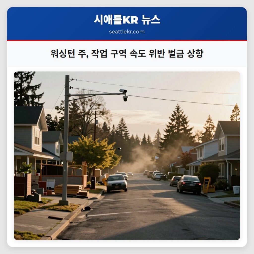 워싱턴 주, 작업 구역 속도 위반 벌금 상향